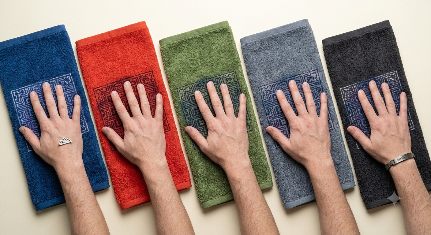 Smart Textile Stadium Towel — thermochromic fabric reveals hidden design with body heat